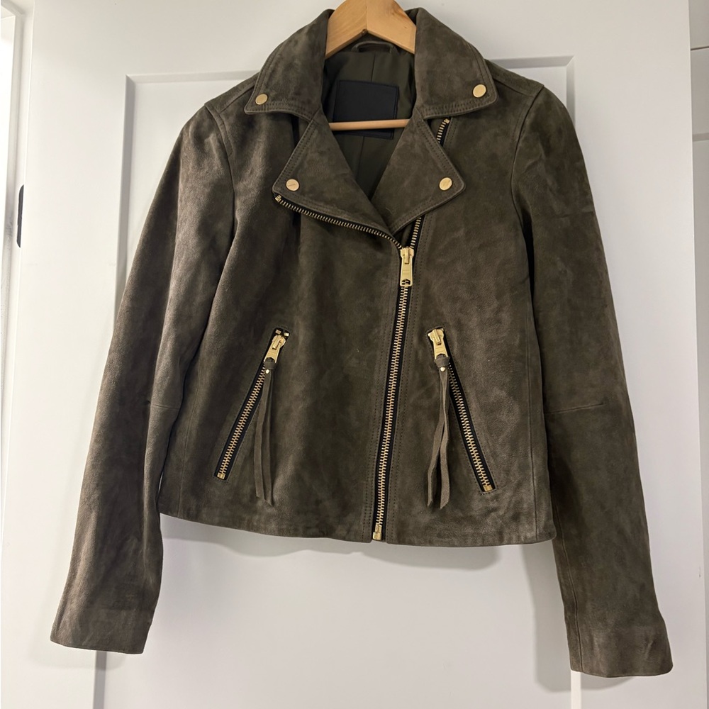 New unworn- All Saints olive Suede Leather Jacket
